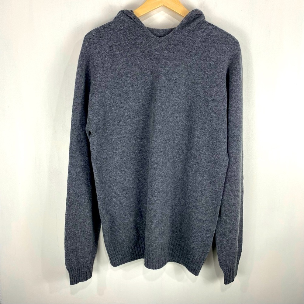 Fradi 100% Virgin Wool Super Soft Hooded‎ Pullover Sweatshirt Gray Size XL (NWT)